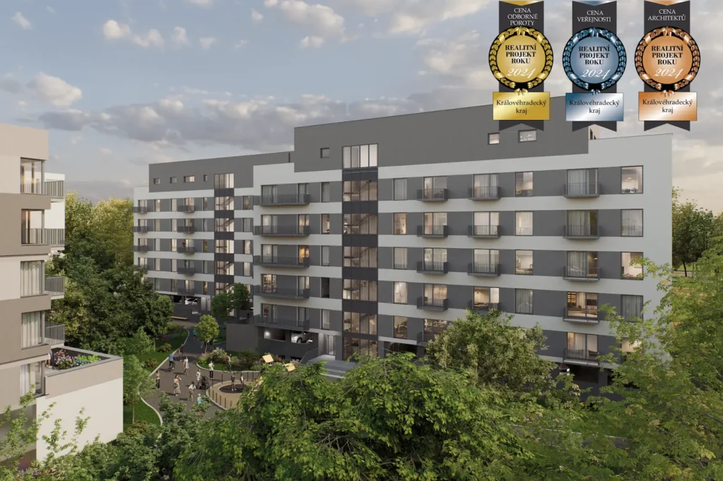 Rezidence Kristián Hradec Králové – vítězný developerský projekt Realitní projekt roku v Královéhradeckém kraji, prodej bytů a marketing zajišťuje STANEK REAL