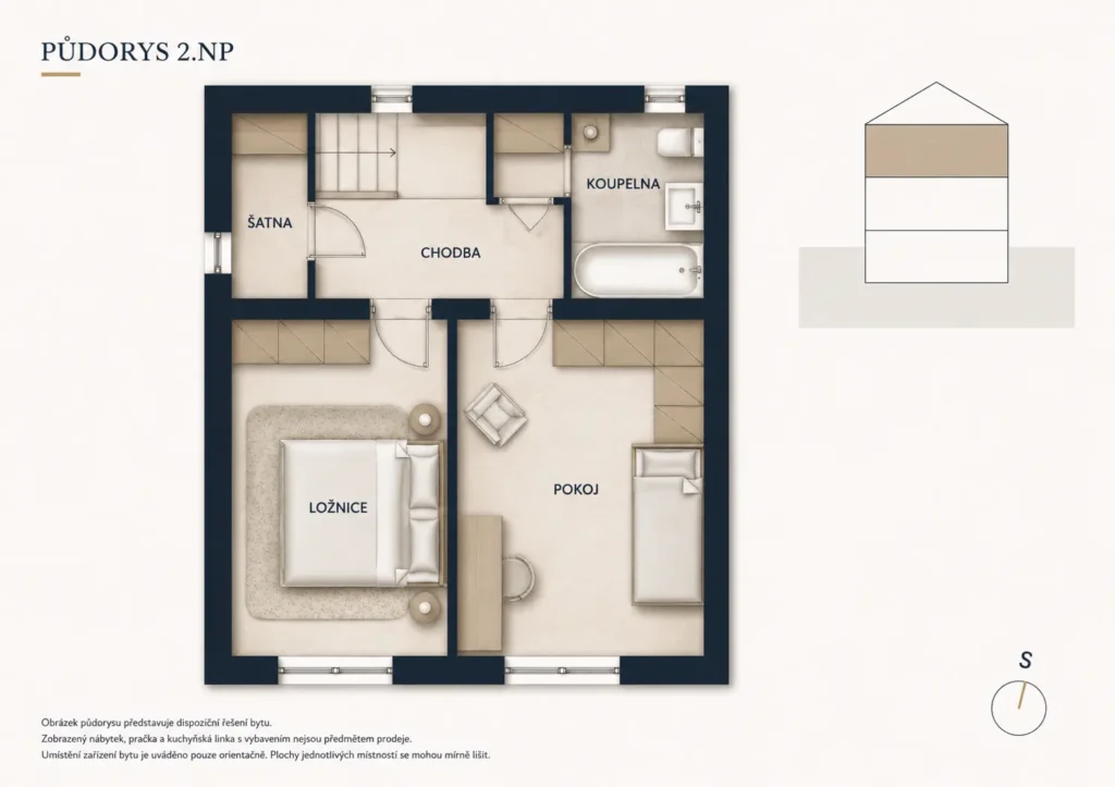 Půdorys Prodej domu 3+1, 80 m², Padochov