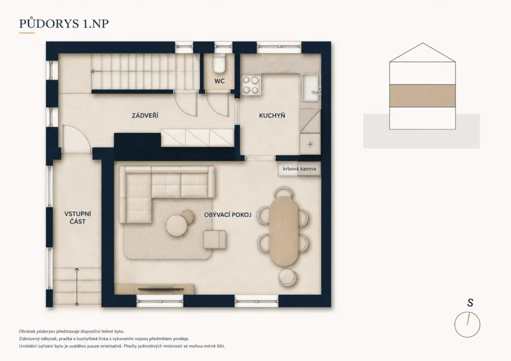Půdorys Prodej domu 3+1, 80 m², Padochov